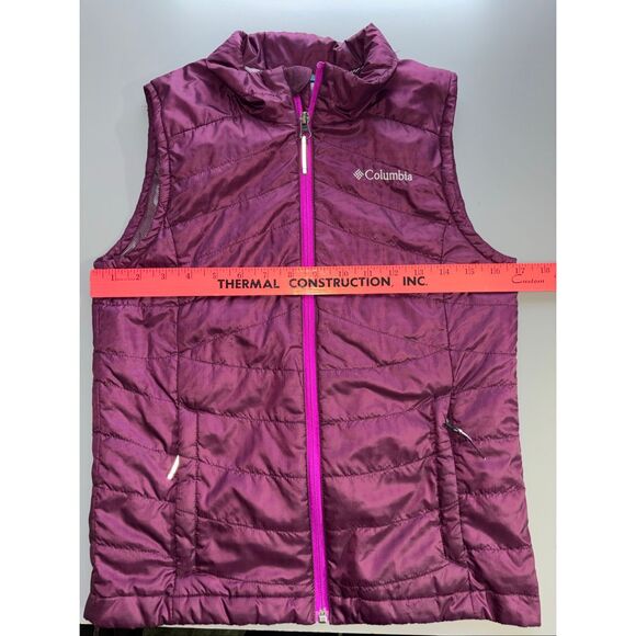 Columbia Omni Heat Light Vest YOUTH Size M Purple plum Full Zip Pockets - Picture 6 of 13